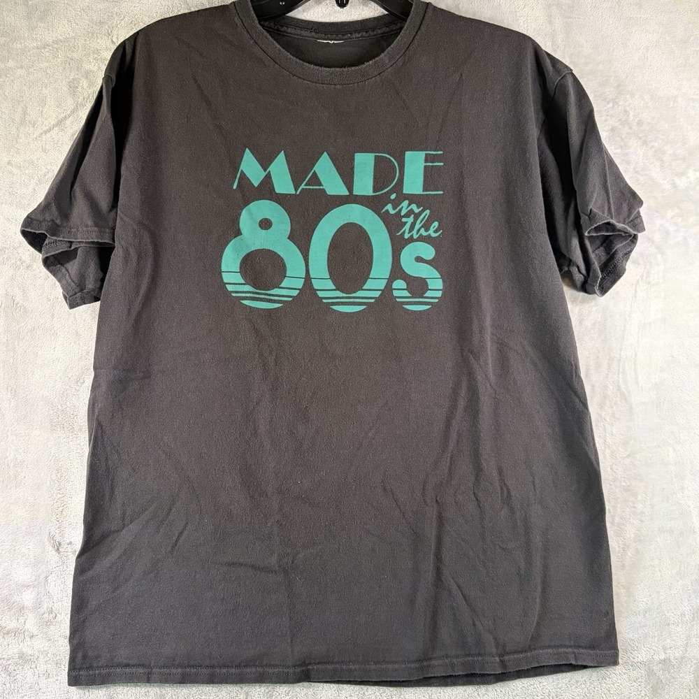 Made in the 80s Retro Graphic Tee Faded Black Teal Nostalgia No Size Tag